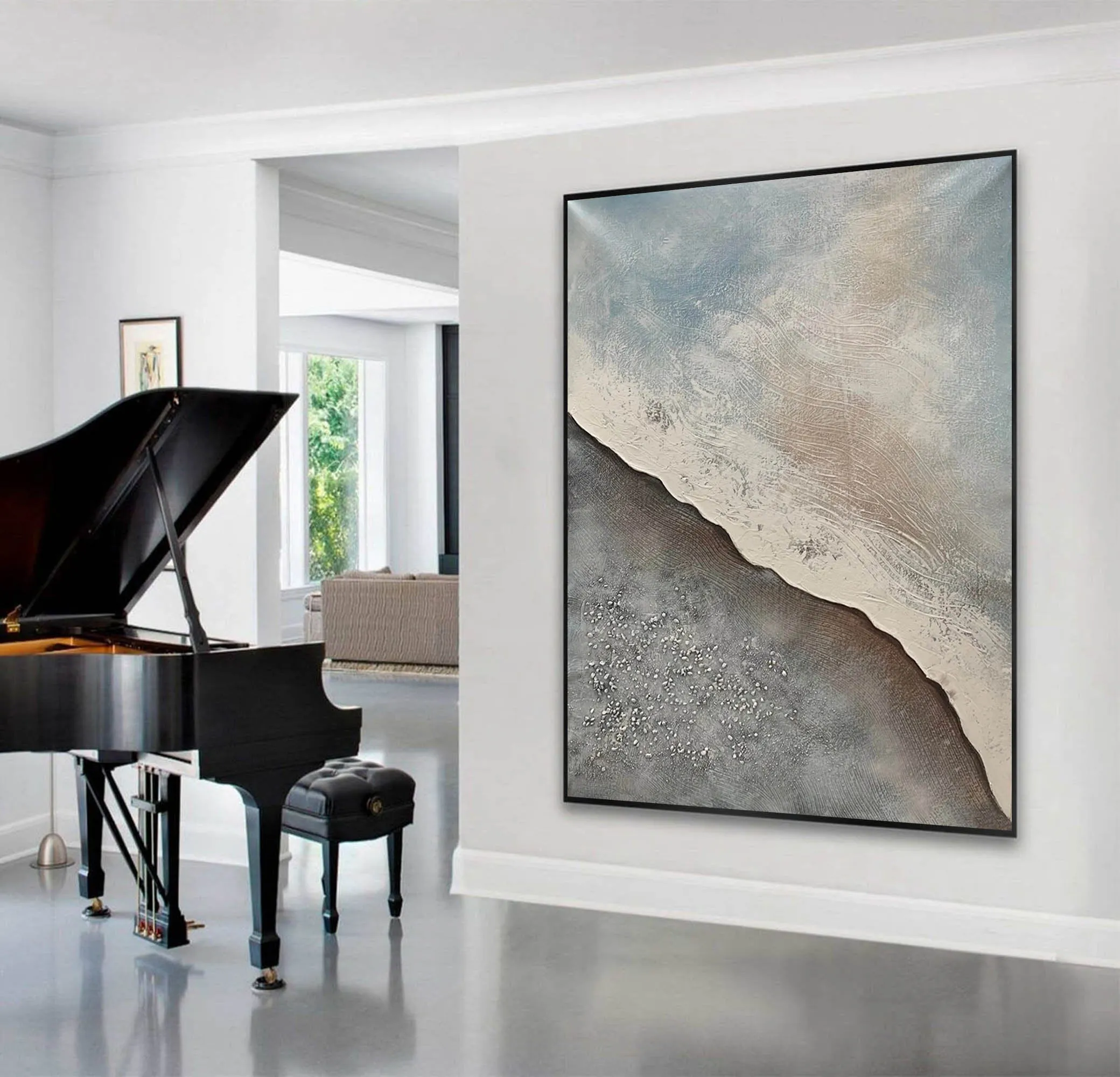 Grey Abstract Original Abstract Painting Large Canvas Wall Art Np079