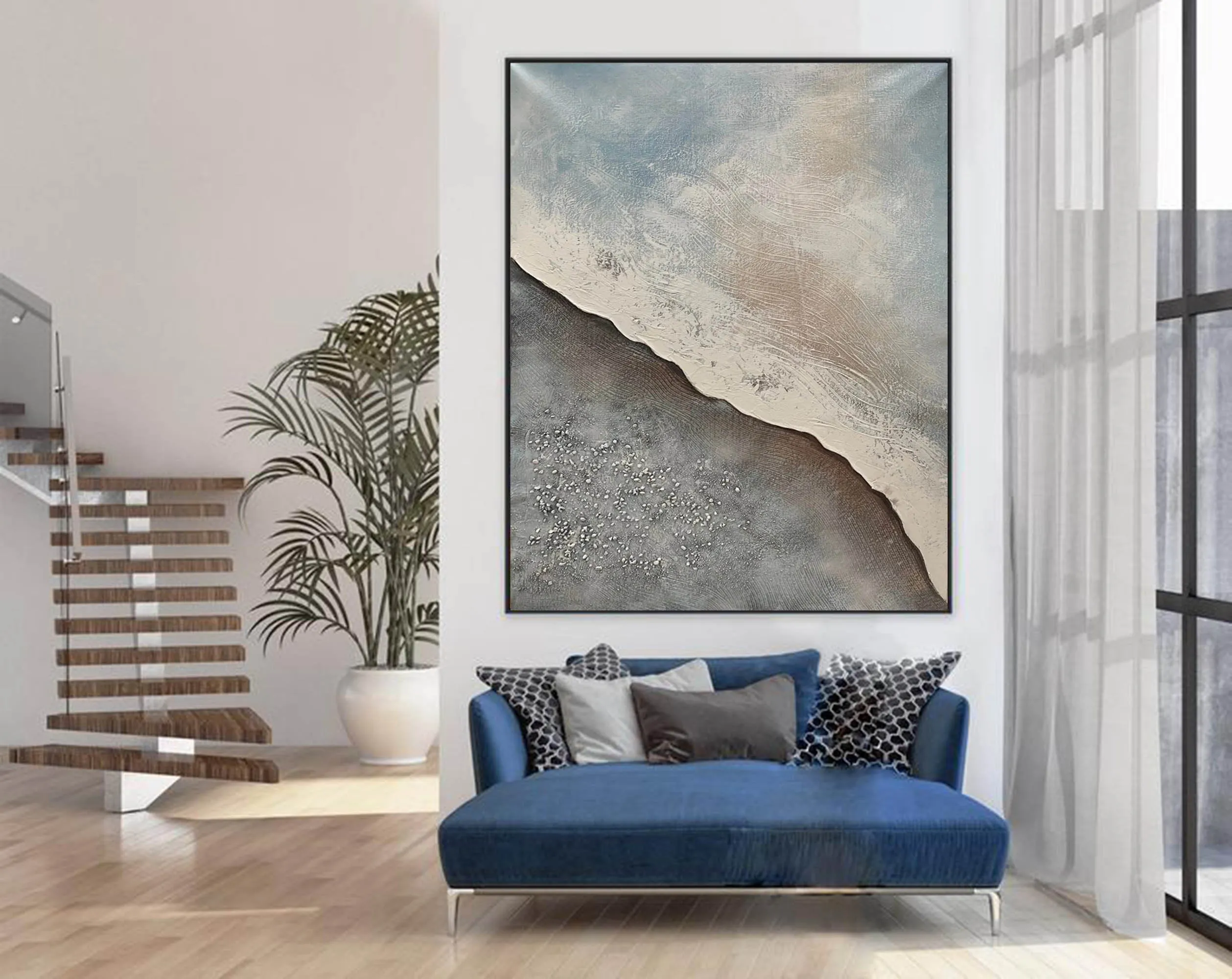 Grey Abstract Original Abstract Painting Large Canvas Wall Art Np079