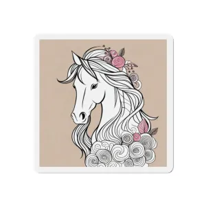 Grey Horse Art Magnet 🐴🌸 Great for Horse Lovers