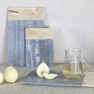 Grey Marble and Mango Wood Platter - Two Sizes