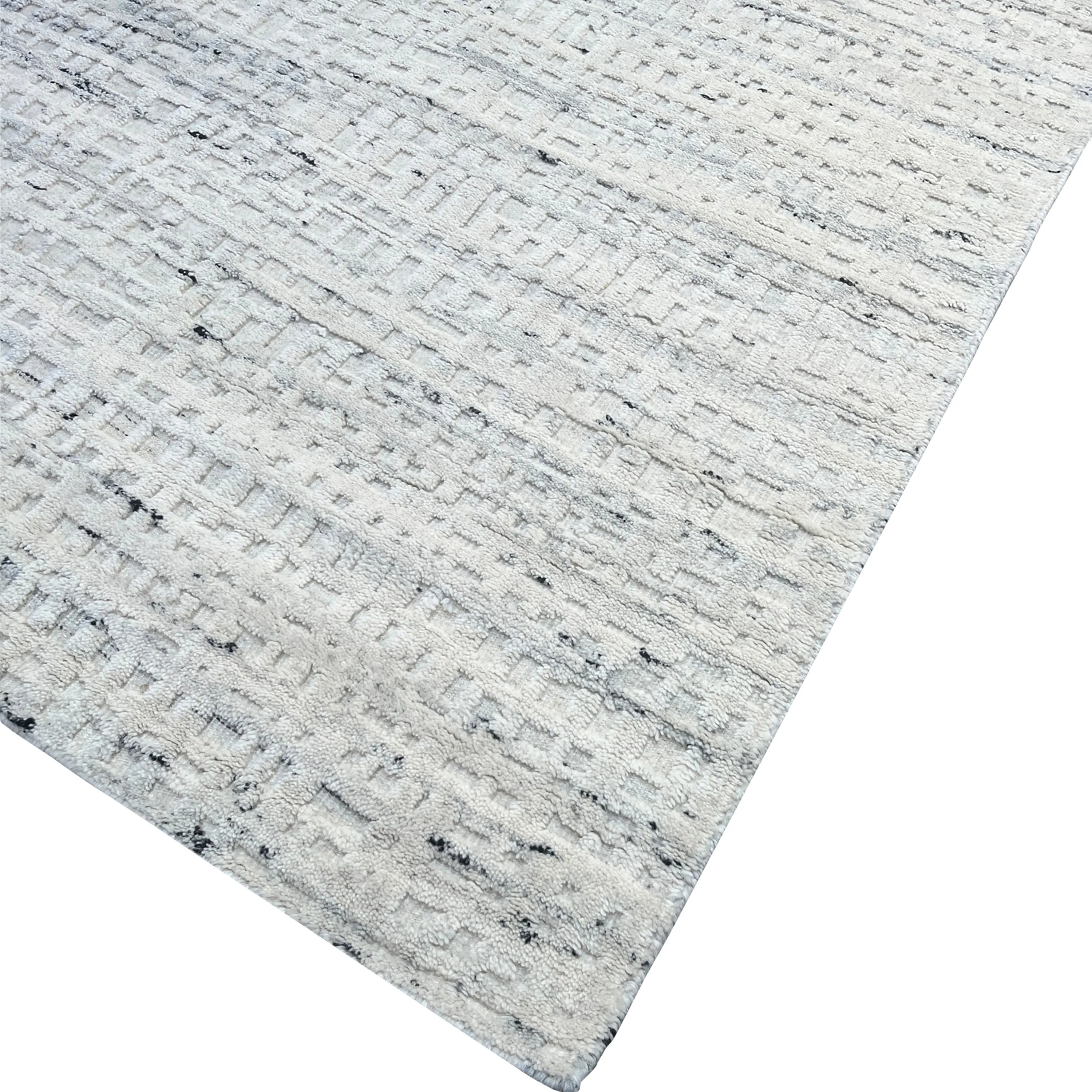 Grey Textured Wool Rug - 6'1" x 9'