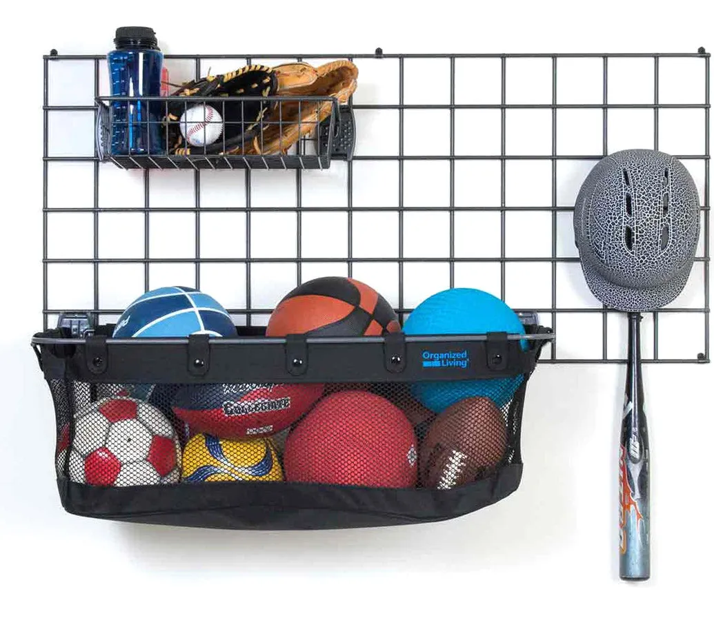 Grid or Wall Mount Mesh Sports Basket