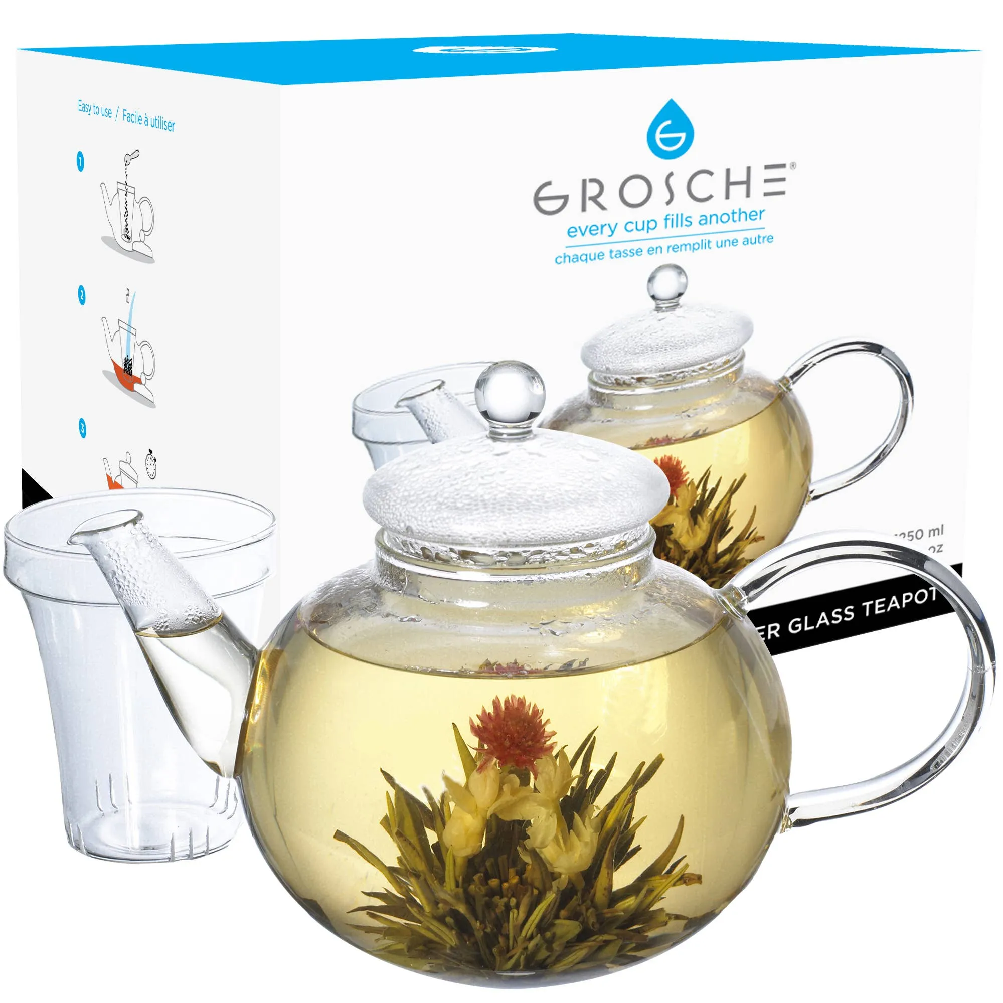 GROSCHE MONACO Glass Teapot with Glass Tea Infuser