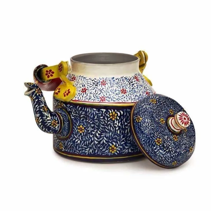 Hand Painted Blue Bliss Tea Pot in Aluminium