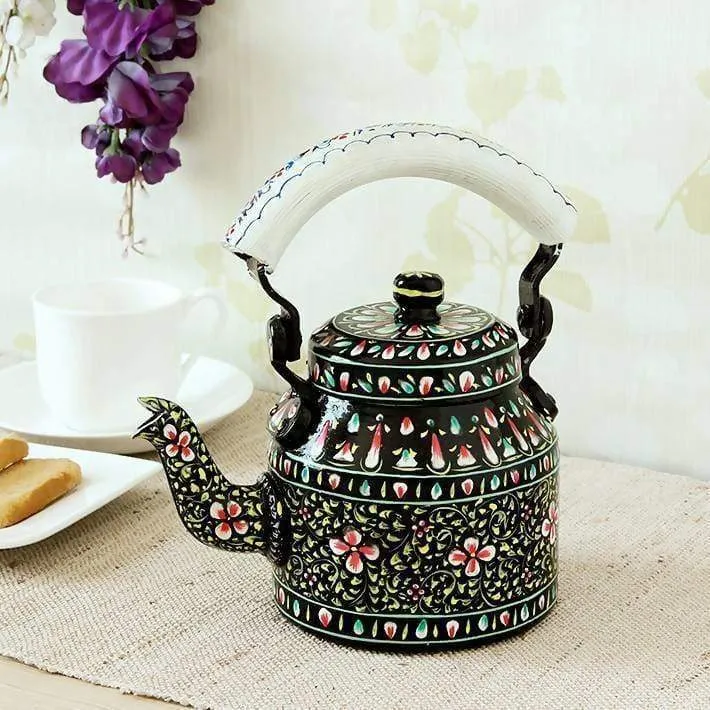 Hand-painted Kaushalam Teapot: Black Beauty