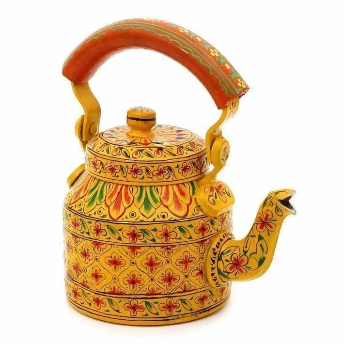 Hand-painted Stunning Kaushalam Teapot: Yellow