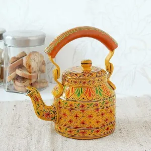 Hand-painted Stunning Kaushalam Teapot: Yellow