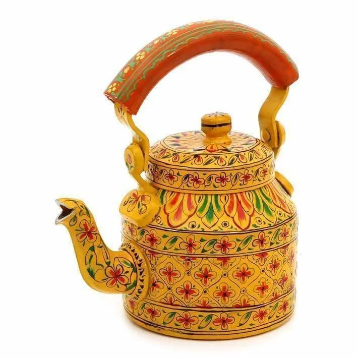 Hand-painted Stunning Kaushalam Teapot: Yellow