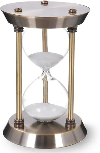 Handmade Brass & Metal Base Sand Clock Unique Timer an Antique Showpiece 60 Minutes time Duration Sand Timer Height 10 inch Sand Best for Home and Office Decor (Desing 1)