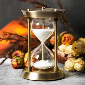 Handmade Brass & Metal Base Sand Clock Unique Timer an Antique Showpiece 60 Minutes time Duration Sand Timer Height 10 inch Sand Best for Home and Office Decor (Desing 1)