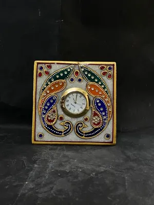 HM Antique Decorative Collectible Shell Clock/Marble Printed Design Small Desk & Table Clock/Decorative Clock for Home, Office, Hotel & Cafe Option for Every Occasion