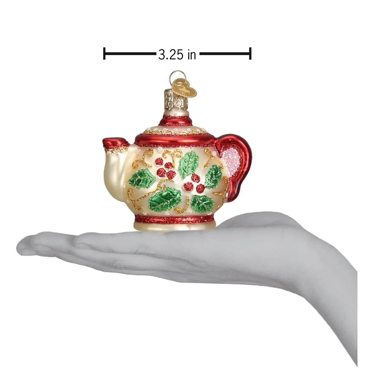 Holly Teapot Ornament