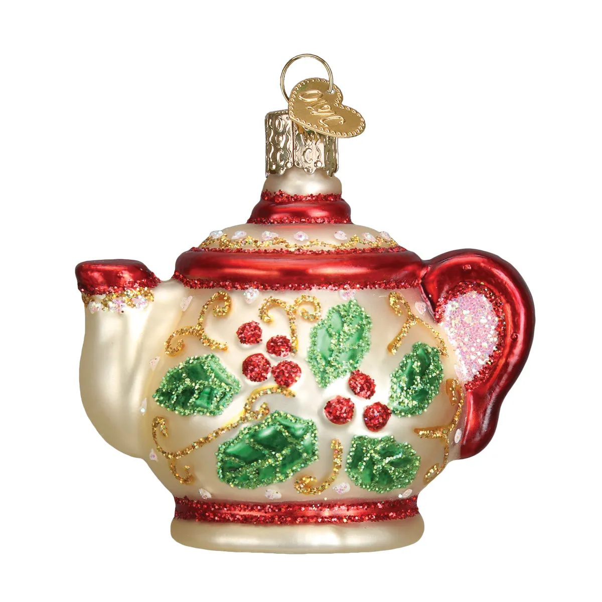 Holly Teapot Ornament