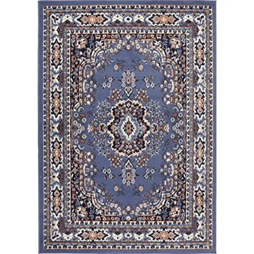 Home Dynamix Premium Sakarya Traditional Medallion Border Area Rug, Country Blue, 5'2"x7'4" Rectangle