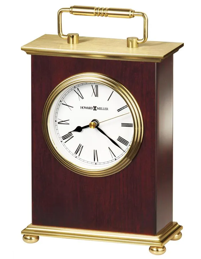 Howard Miller Rosewood Bracket Tabletop Clock - Brass Finished Details