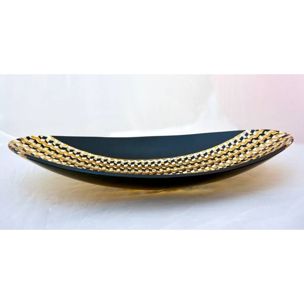 Italian Art Deco Design Black White and Gold Murano Glass Modern Centerpiece