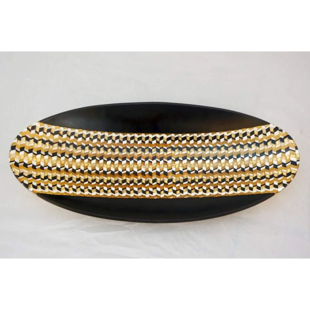 Italian Art Deco Design Black White and Gold Murano Glass Modern Centerpiece