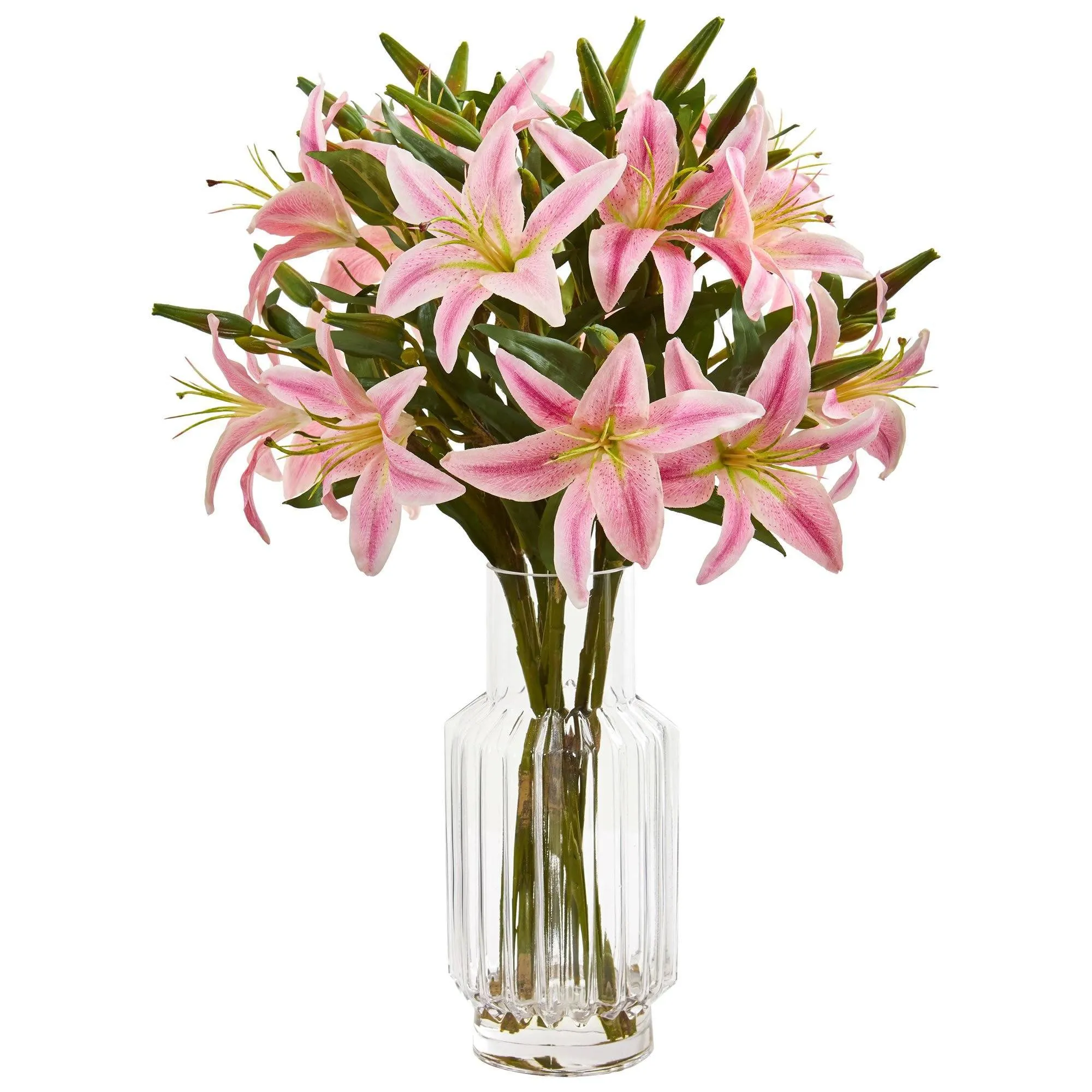 Lily Artificial Arrangement in Glass Vase