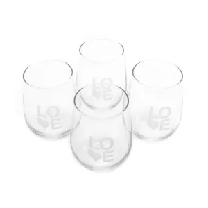 LOVE STEMLESS WINE GLASS SET OF FOUR