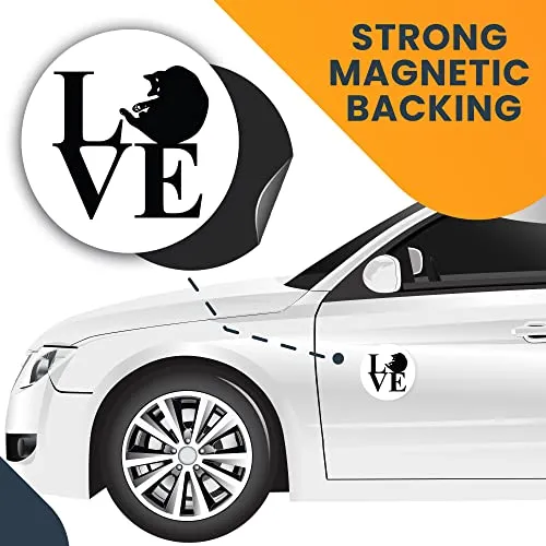 Magnet Me Up Love Cat Magnet Decal, 5 Inch Round, Perfect for Car, Truck or Any Other Magnetic Surface