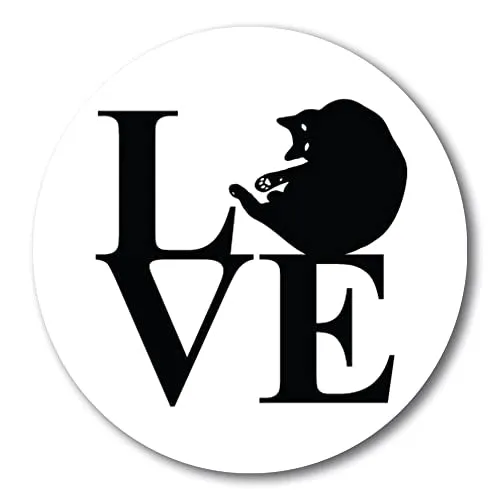 Magnet Me Up Love Cat Magnet Decal, 5 Inch Round, Perfect for Car, Truck or Any Other Magnetic Surface