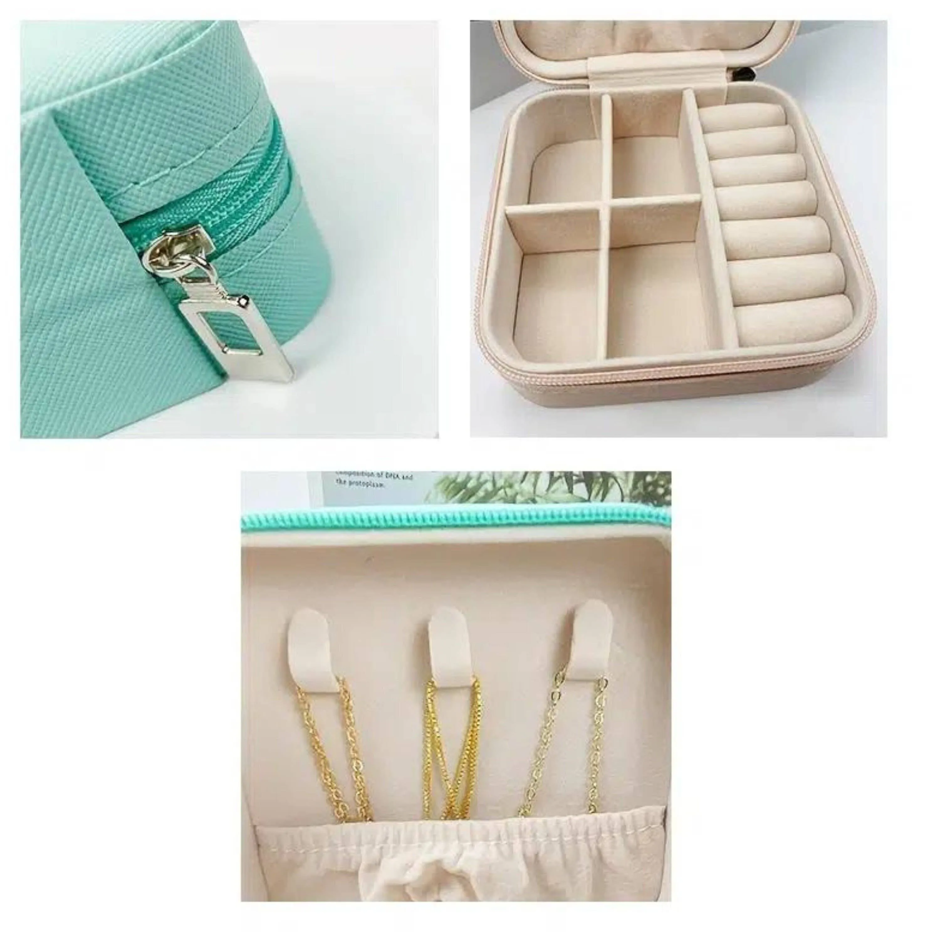 Magnifique Hearts - Small Square Portable Travel Case, Jewelry Organizer For Rin: Tiffany Blue