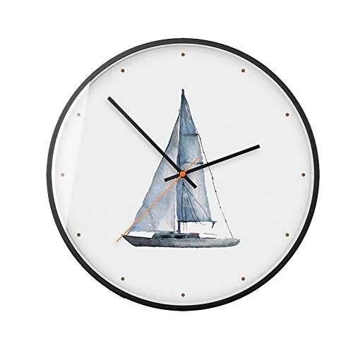 Metal Frame Round Decorative Art Mute Wall Clock Living Room Bedroom Children's Room Study Quartz Decorative Wall Clock (White) (Size : B)