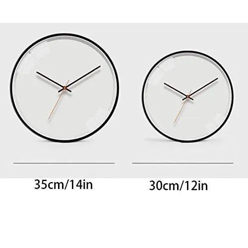 Metal Frame Round Decorative Art Mute Wall Clock Living Room Bedroom Children's Room Study Quartz Decorative Wall Clock (White) (Size : B)