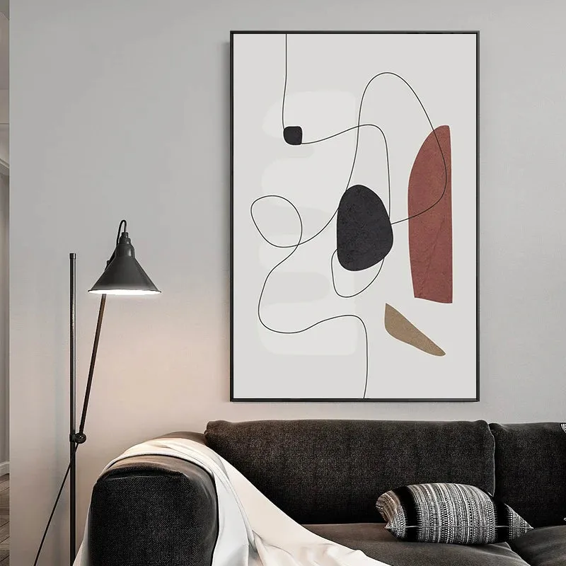 Minimalist Abstract Shape and Line Wall Art Fine Art Canvas Prints Art For Modern Apartment Living Room Bedroom Foyer Art Decor