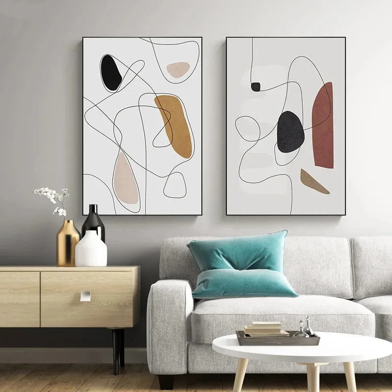 Minimalist Abstract Shape and Line Wall Art Fine Art Canvas Prints Art For Modern Apartment Living Room Bedroom Foyer Art Decor