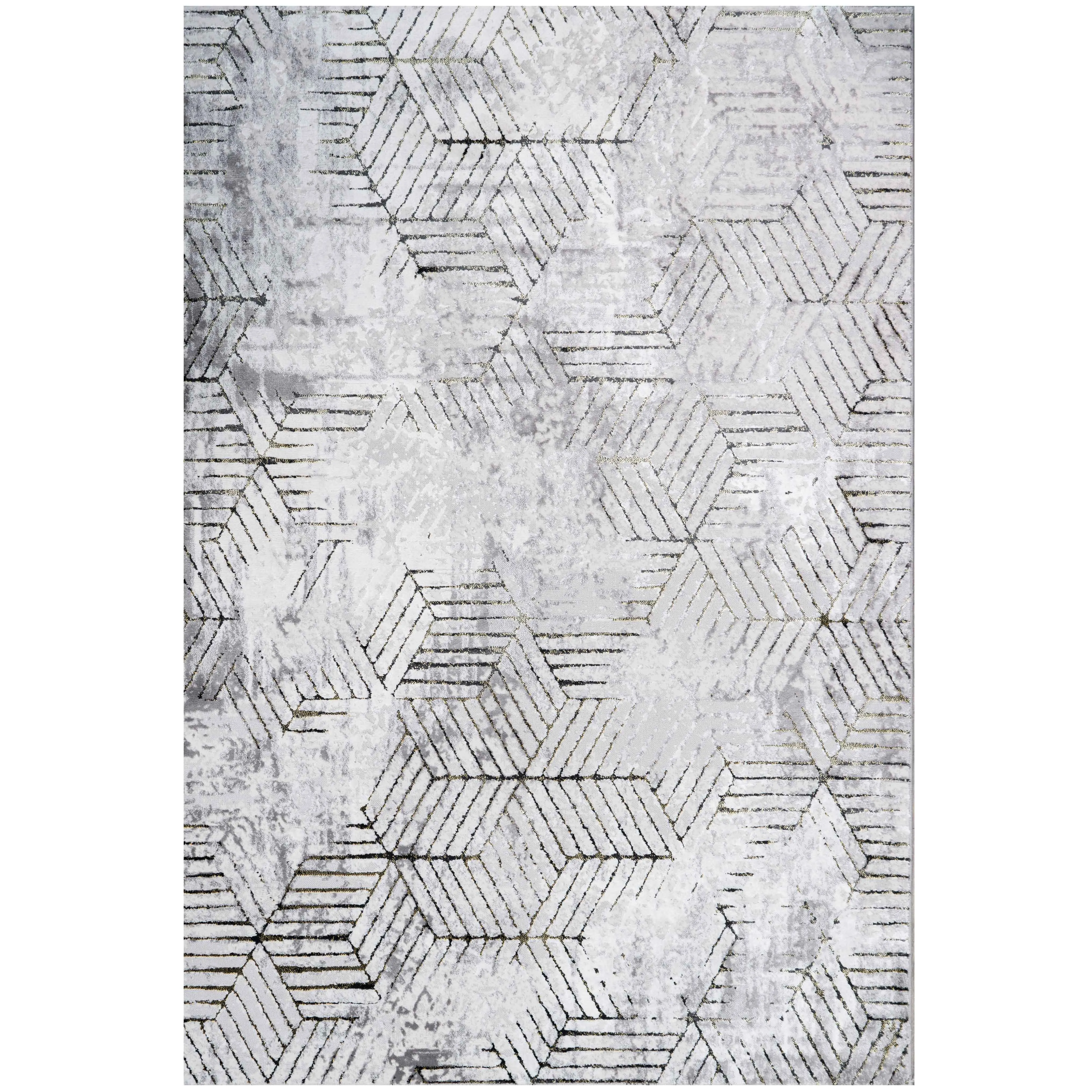 Modern Gold Abstract Geometric Living Room Rugs