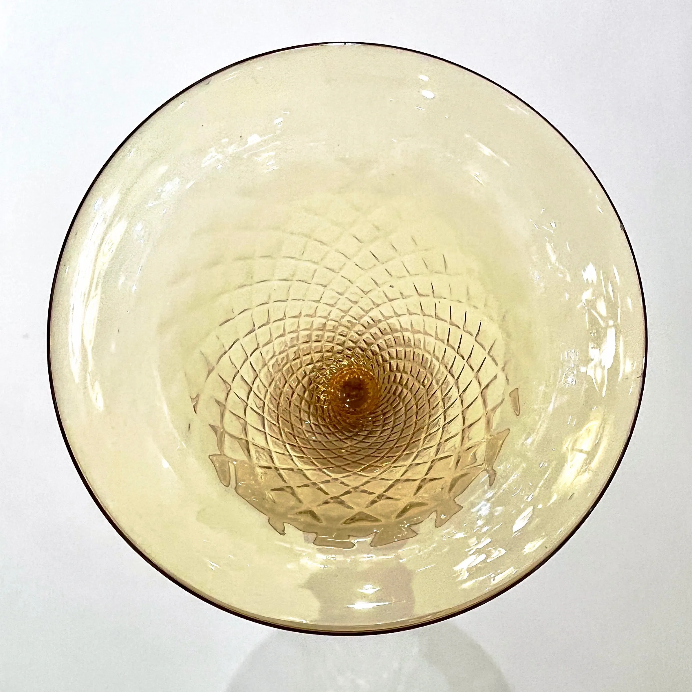 Modern Italian Gold Honeycomb Murano Glass Tall Round Conical Double Vase