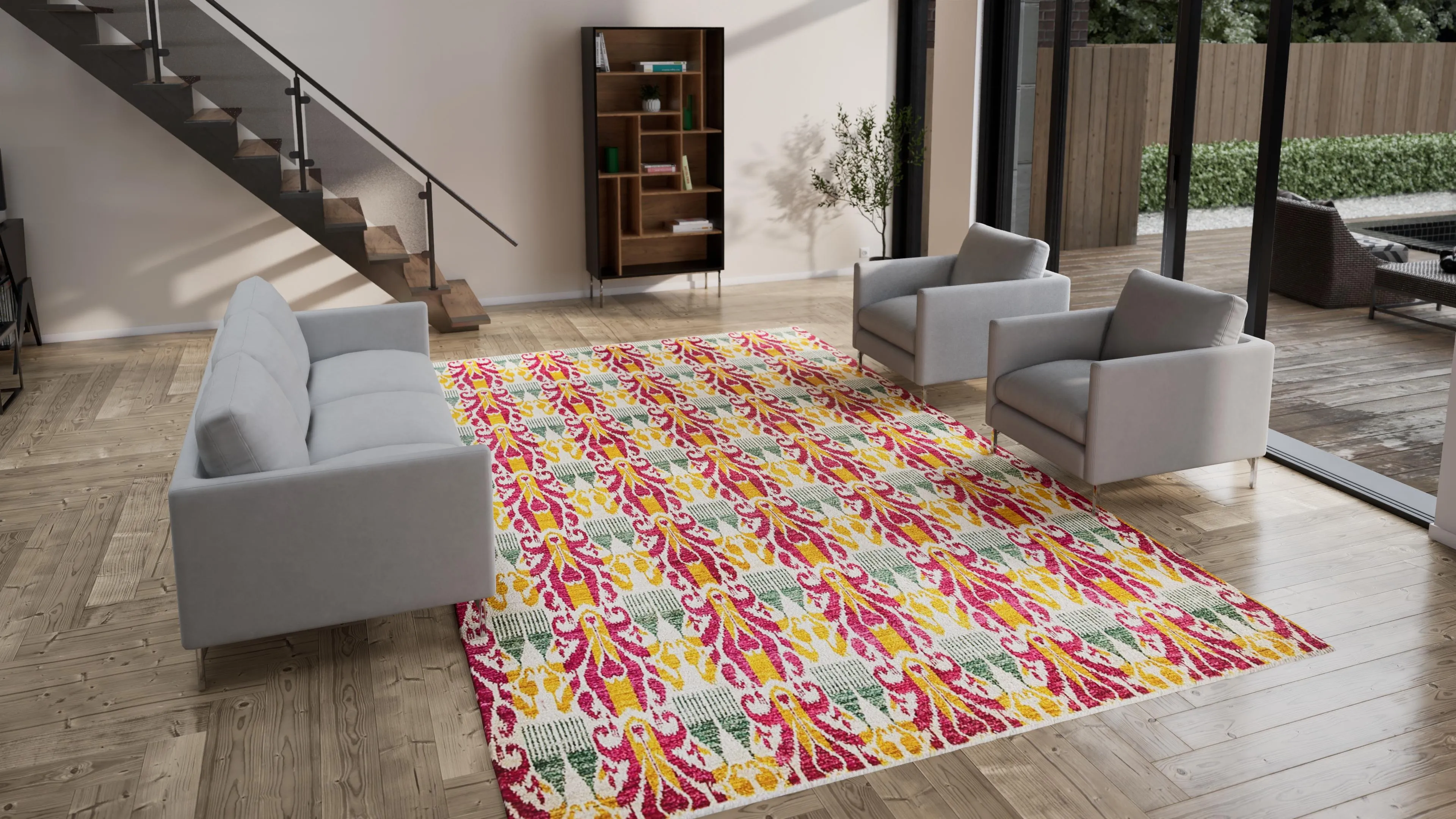 Multicolored Transitional Wool Rug - 9'10" x 14'5"