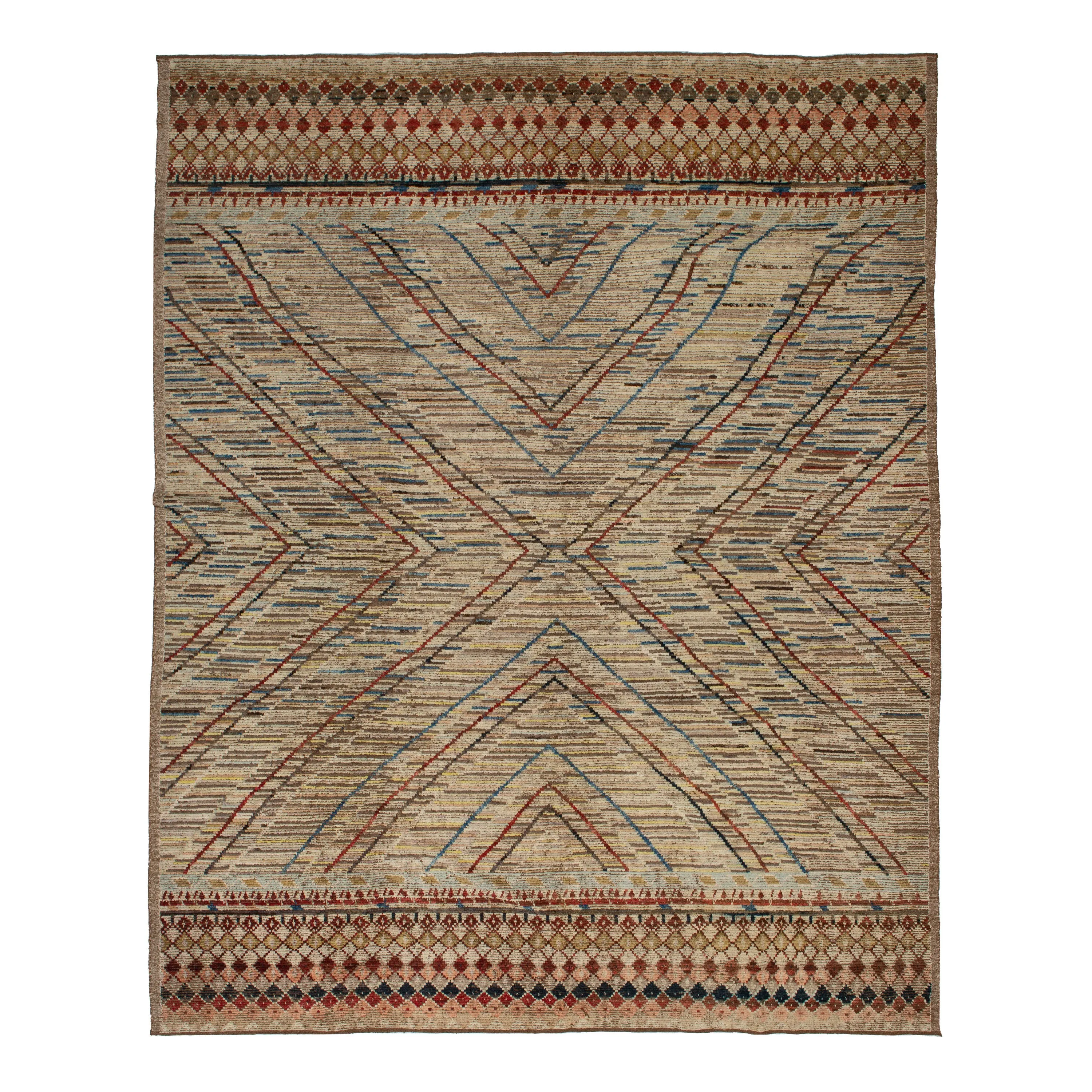 Multicolored Zameen Modern Wool Rug - 12'6" x 15'1"