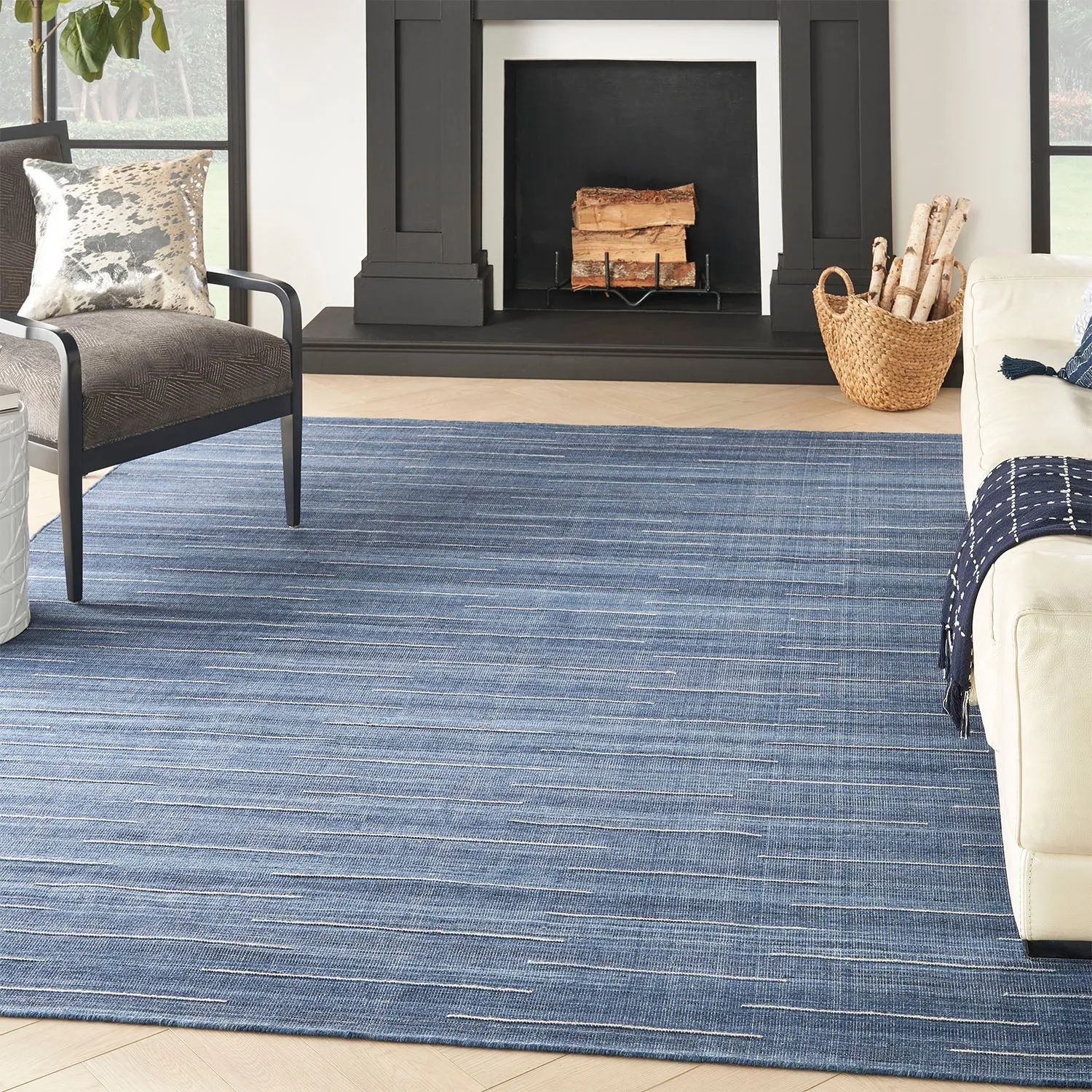 Navy Kavya Flatweave Kilim Rug