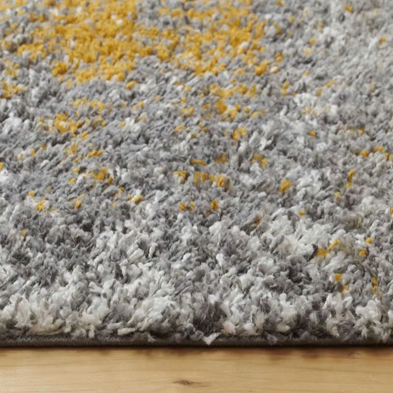 Ochre Distressed Textured Shaggy Runner Rug