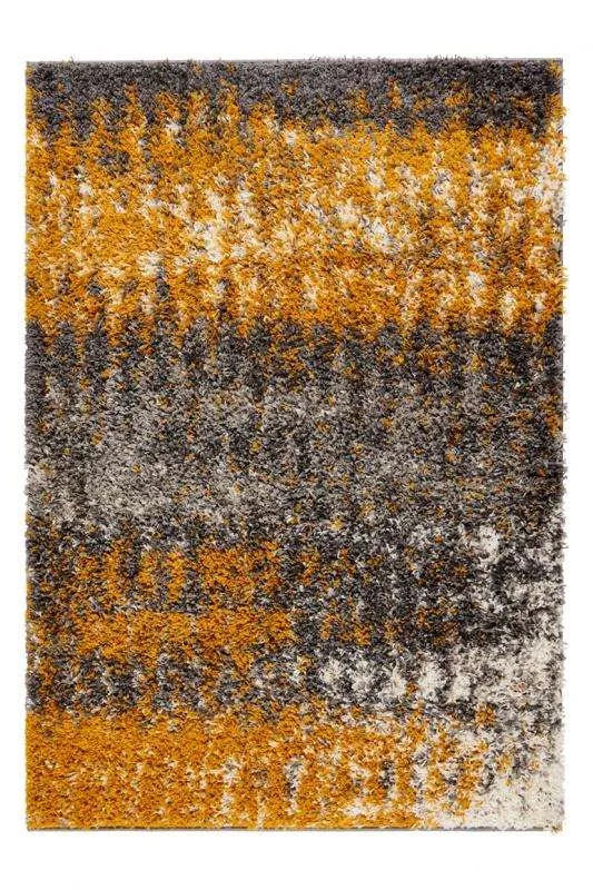 Ochre Distressed Textured Shaggy Runner Rug