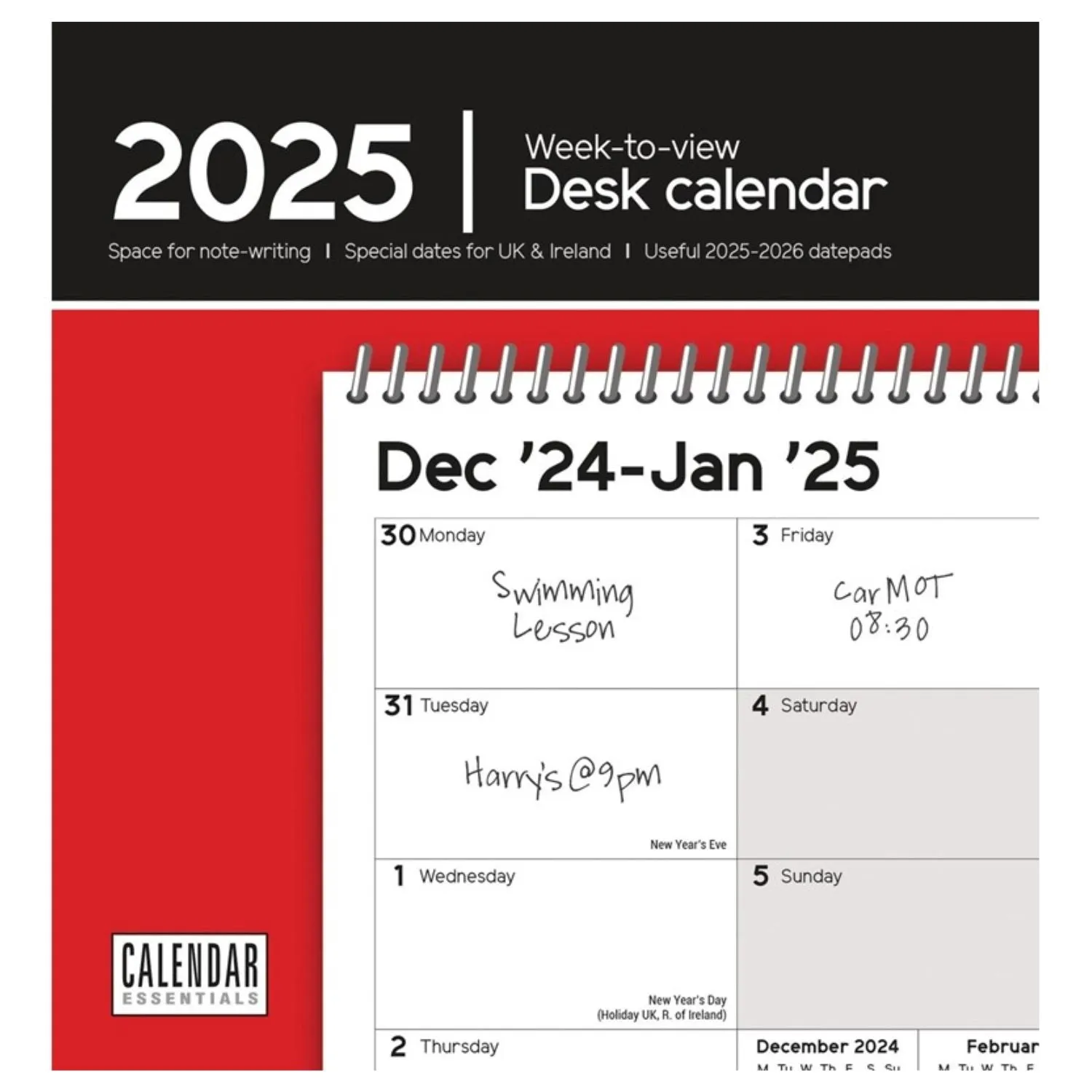 Otter House Essential (Week To View) Easel Calendar 2025