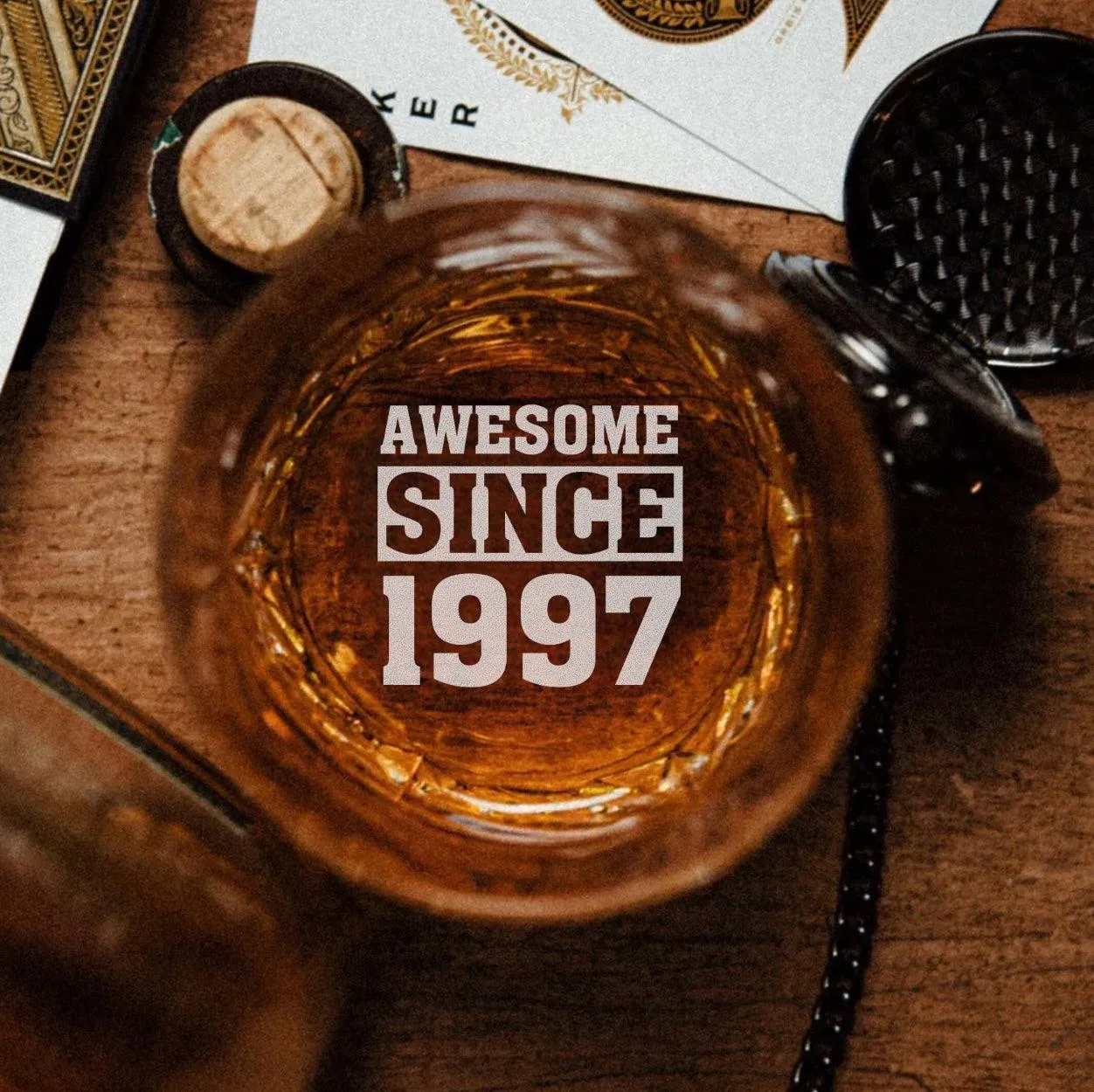 Personalized Awesome Since Birthday Lowball Glass - Bottom