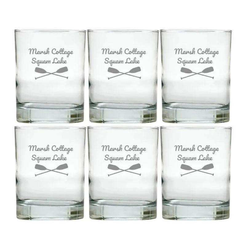 Personalized Nautical Glasses, Double Old Fashioned, Set of 6