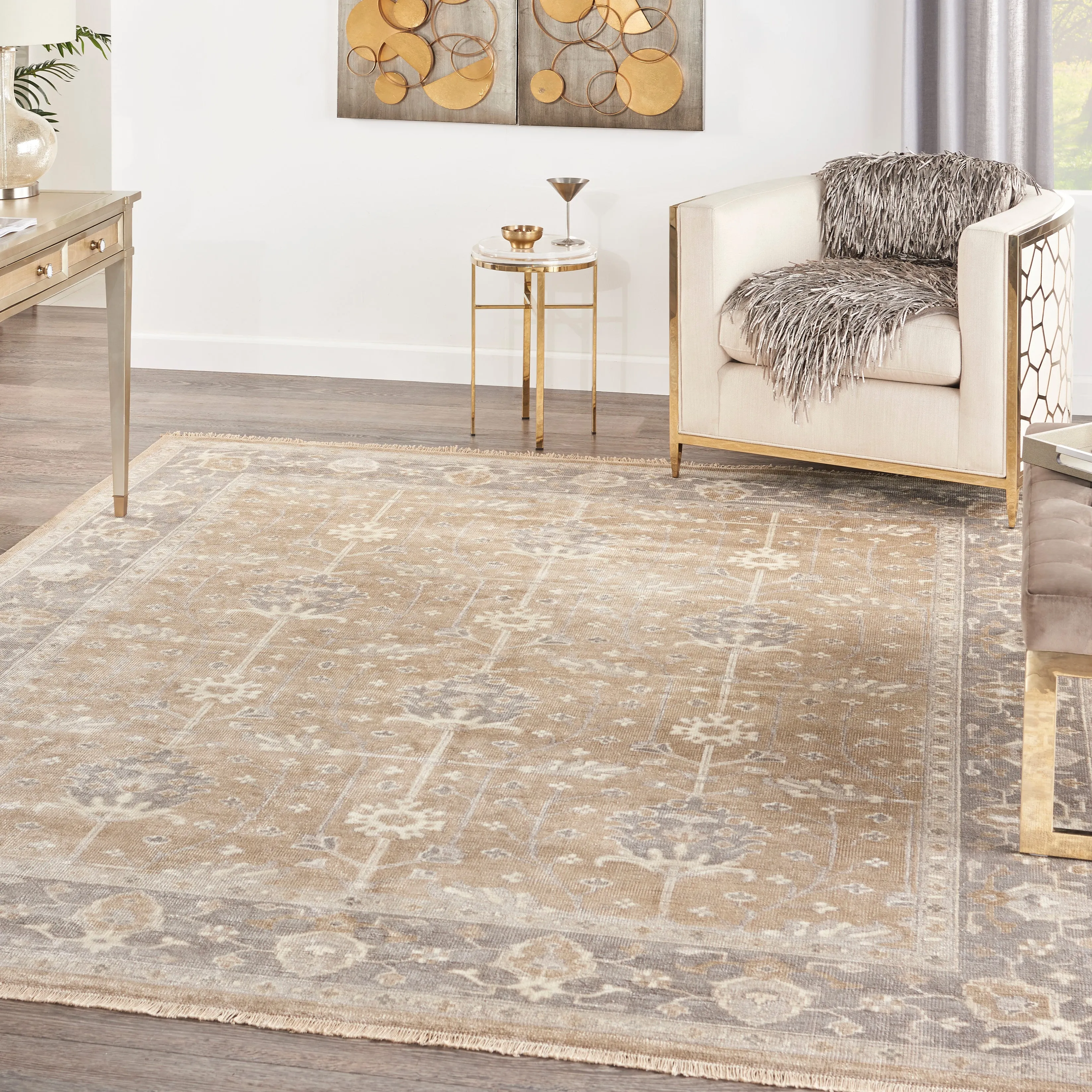 Pewter Essentials Traditional Persian Style Bamboo Rug