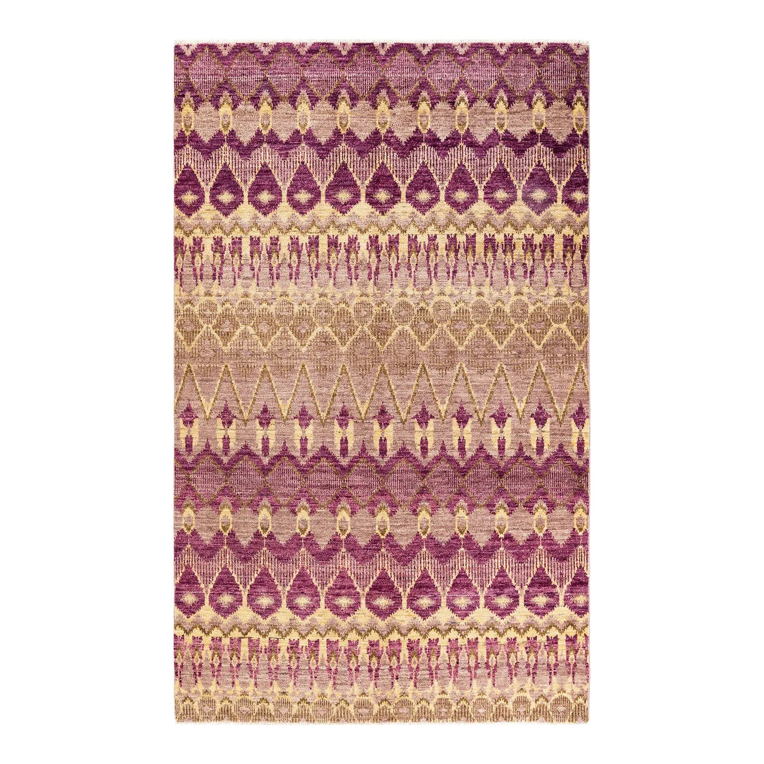 Purple Modern Wool Rug - 6'2" x 9'10"