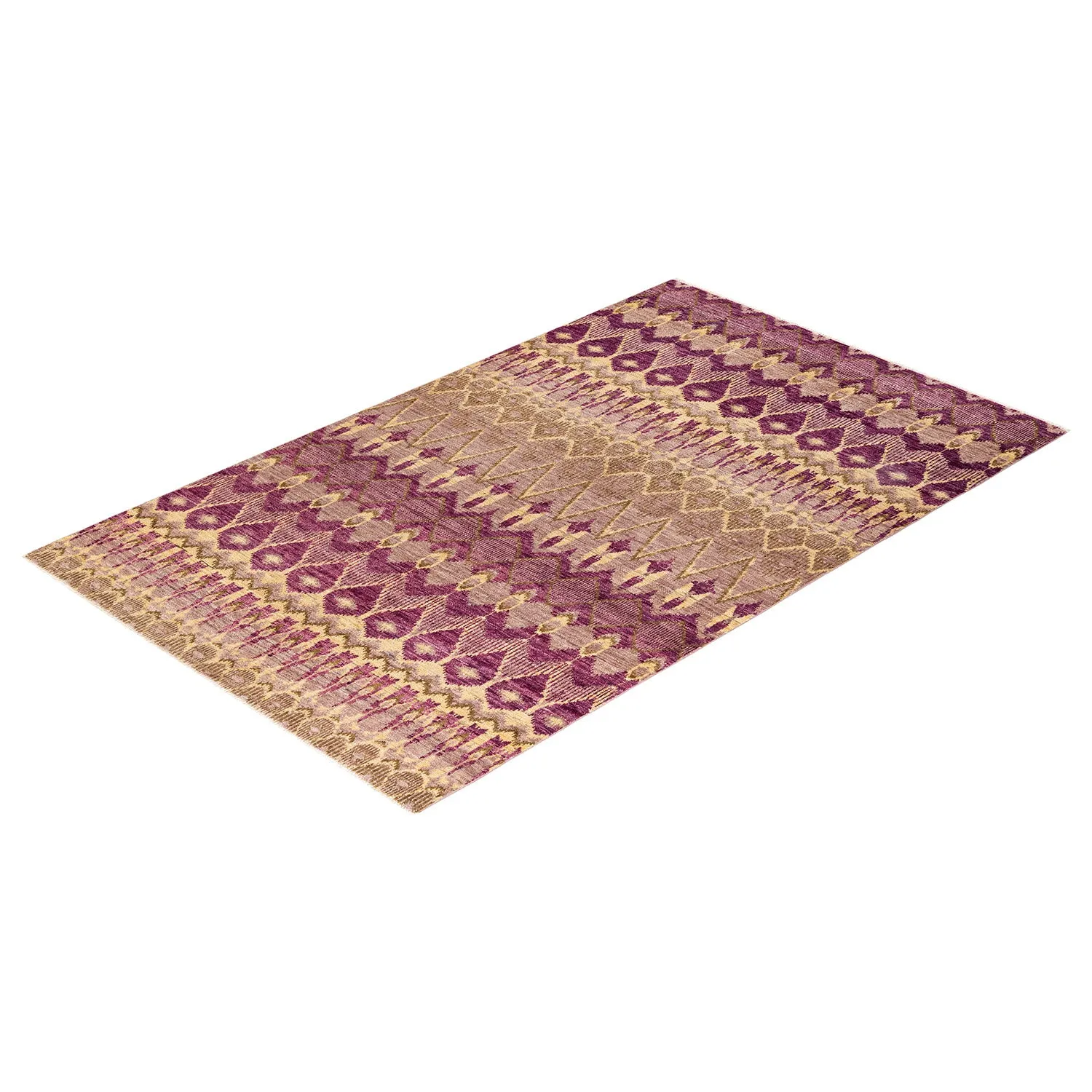 Purple Modern Wool Rug - 6'2" x 9'10"