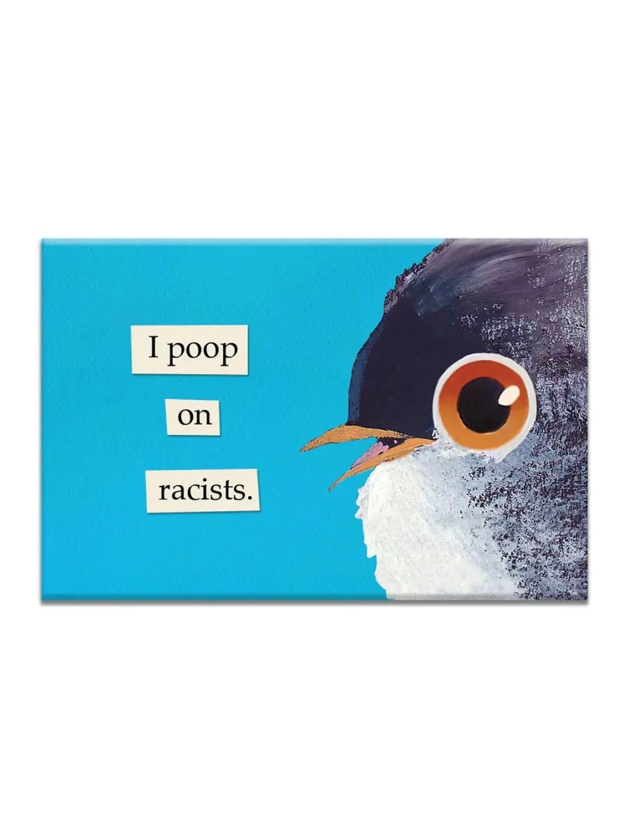 "I Poop on Racists" Bird Magnet