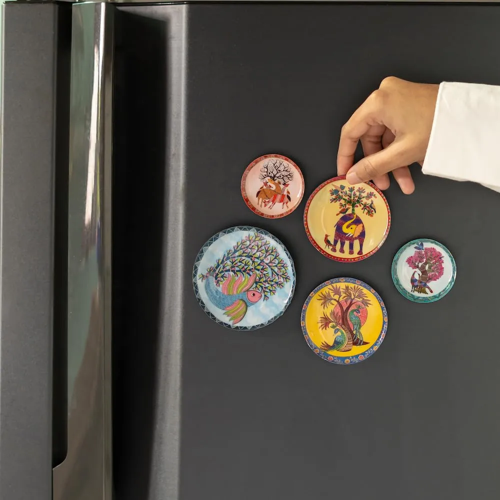 Ritualistic Gondh Fridge Magnets- Set of 5