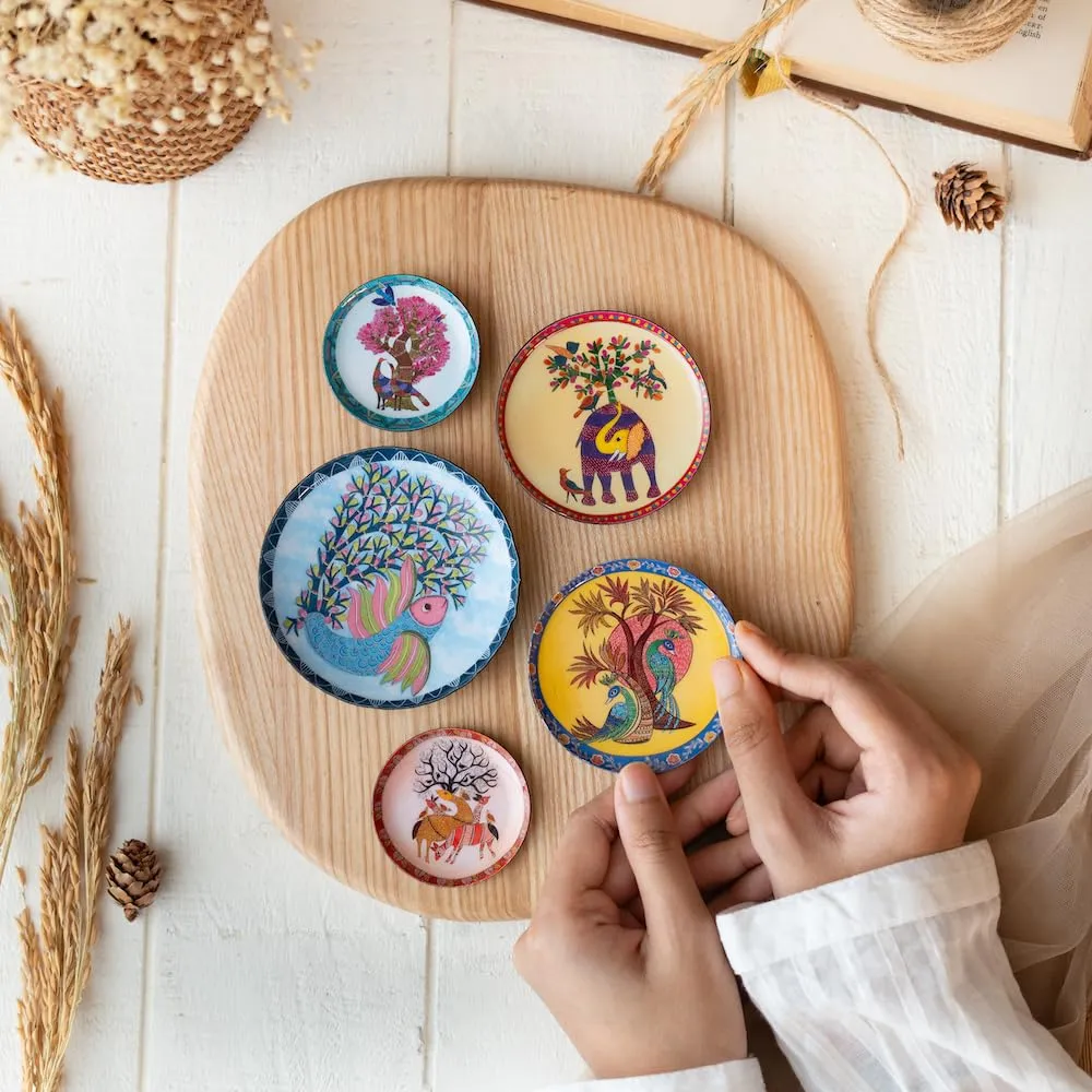 Ritualistic Gondh Fridge Magnets- Set of 5