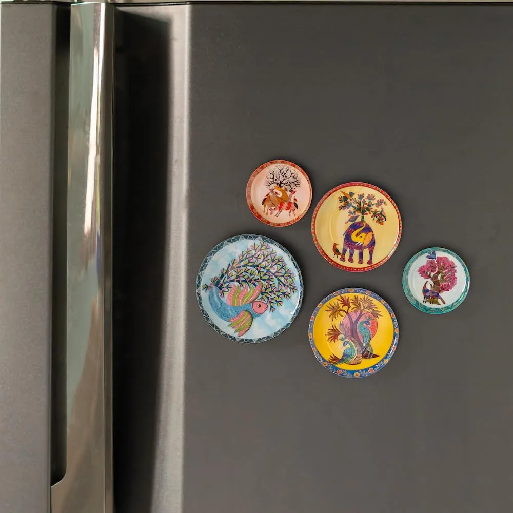 Ritualistic Gondh Fridge Magnets- Set of 5