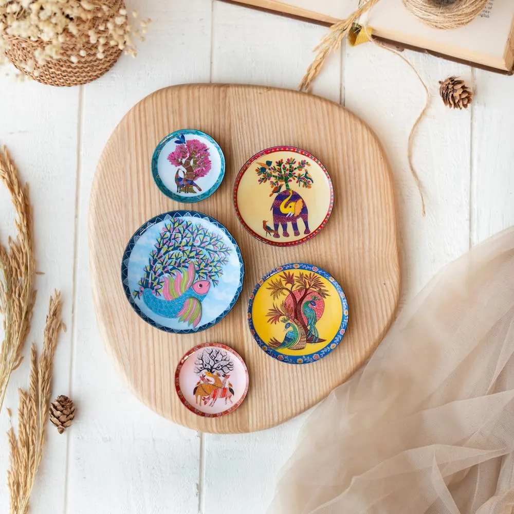 Ritualistic Gondh Fridge Magnets- Set of 5