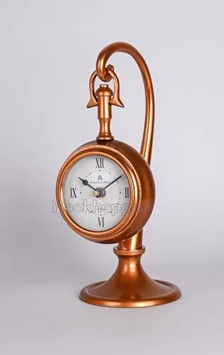 ROCKHOPPER Hanging Metal Suspended Handmade Tabletop Clock, Desk top Decor, Home Decor, Table Clock, Rosegold Finish