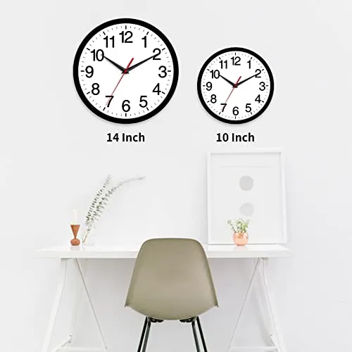 Rohioue Plastic Wall Clock, Modern 10 Inch Battery Operated Wall Clocks, Silent Non Ticking Analog Clock For Living Room, Office, Home, Bedroom, Kitchen, Bathroom(Black)